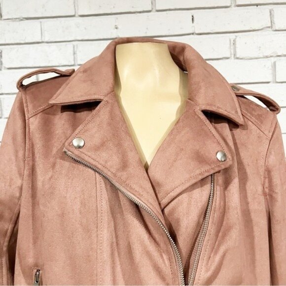 ASOS Pink Faux Suede Moto Jacket — Women’s Size 14 NWT - Picture 2 of 8